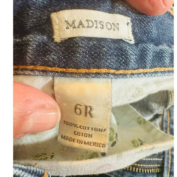 Vintage Abercrombie & Fitch Madison Low Rise Flare Jeans Size 6 Distressed Y2K - Picture 8 of 13